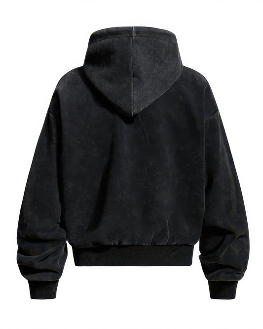 Vintage Washed Gothic Graphic Heavyweight Zip-Up Hoodie
