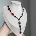 Gothic Punk Black Red Teardrop Pendant Necklace