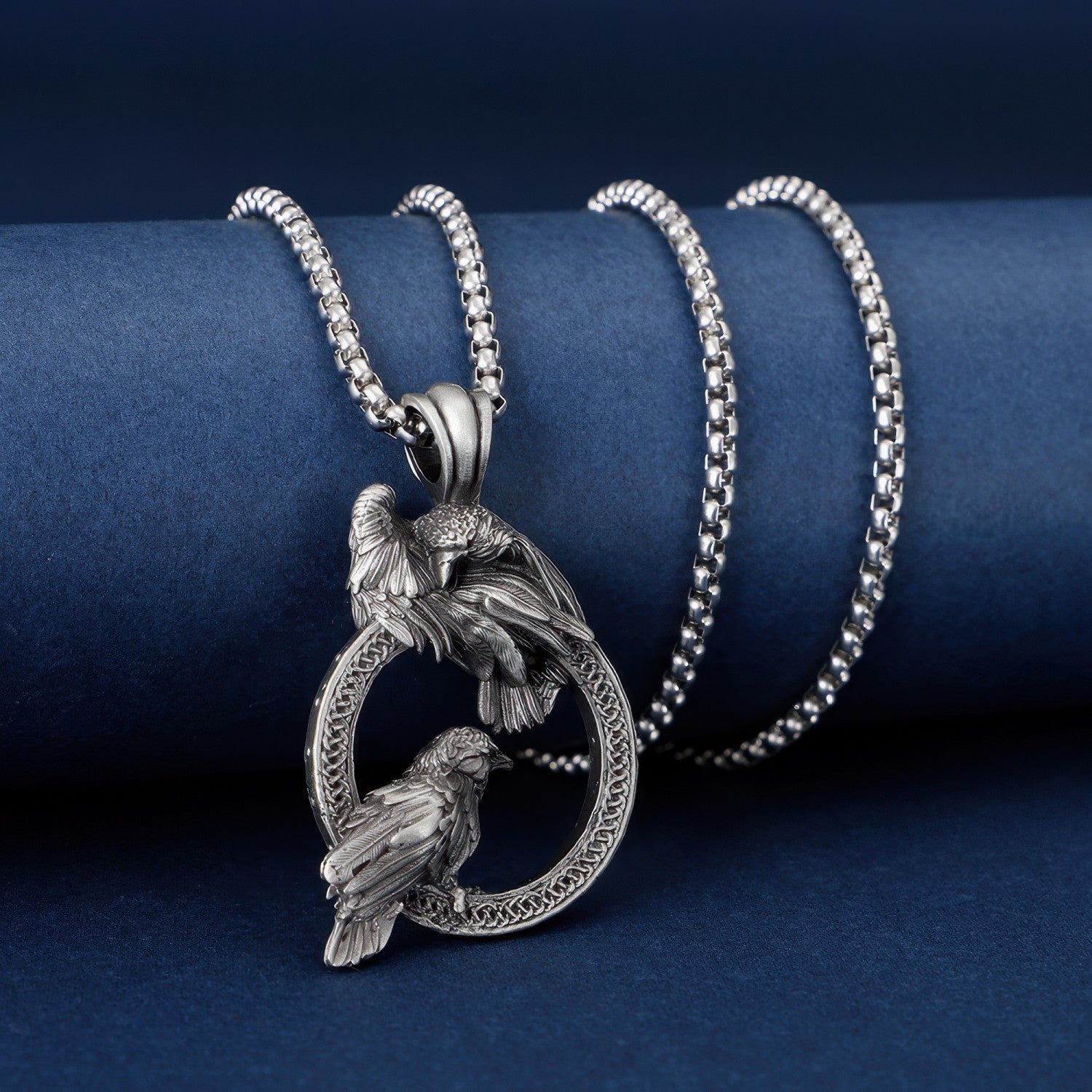 Gothic Punk Raven Pendant Pewter Necklace