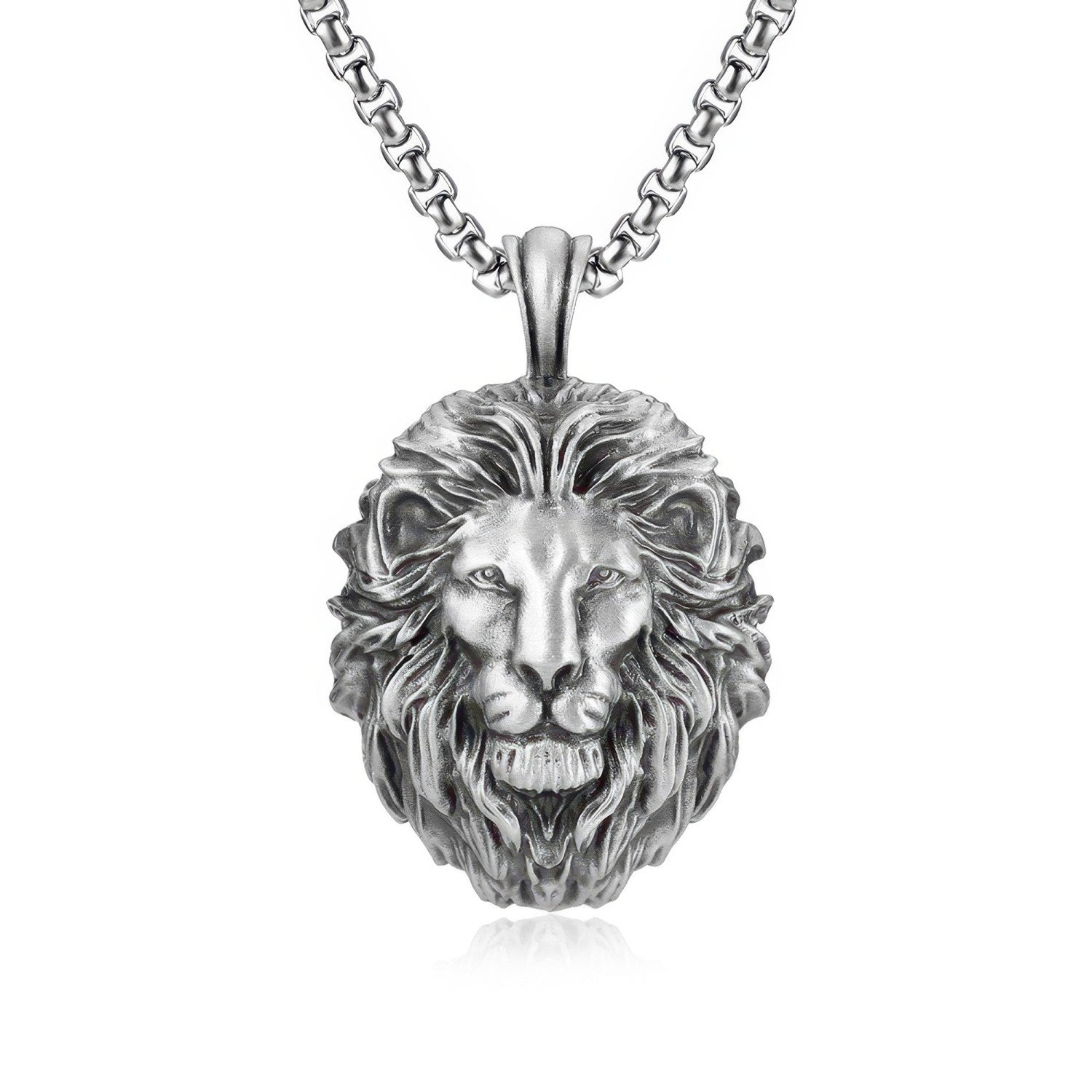 Hip Hop Punk Lion Head Pendant Necklace