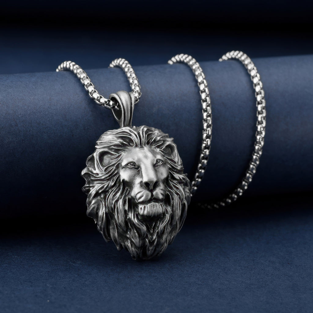 Hip Hop Punk Lion Head Pendant Necklace