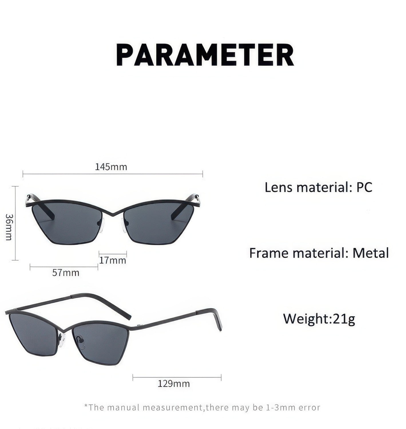 Metal Square Sunglasses Retro Punk UV Protection Eyewear