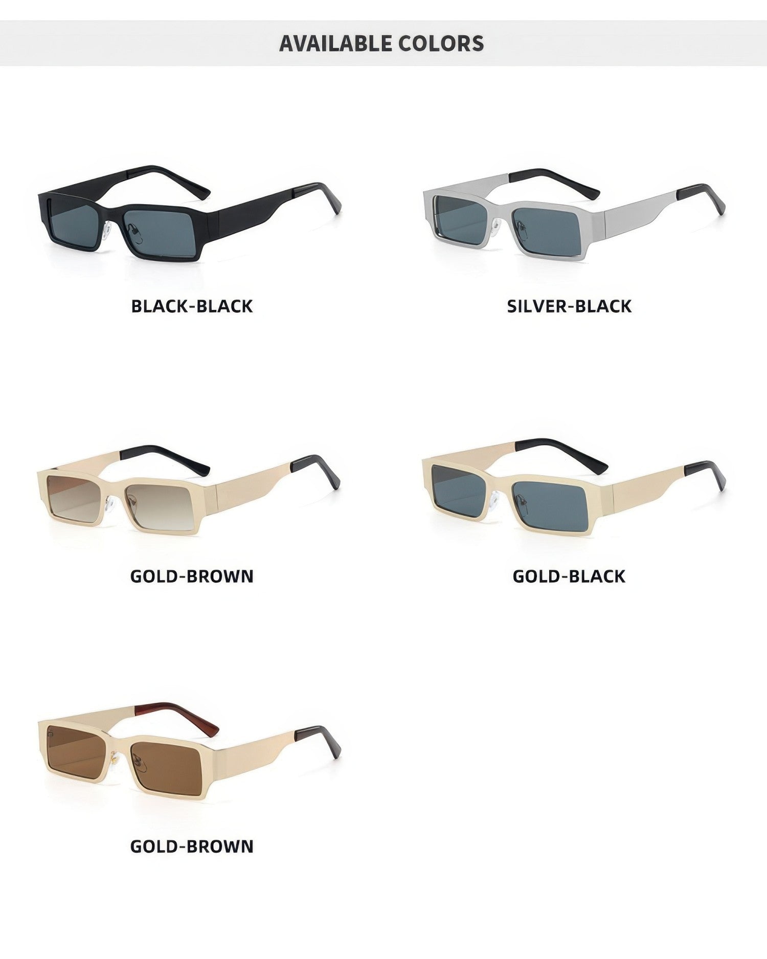Metal Square Wide Leg Sunglasses Retro Fashion Eyewear