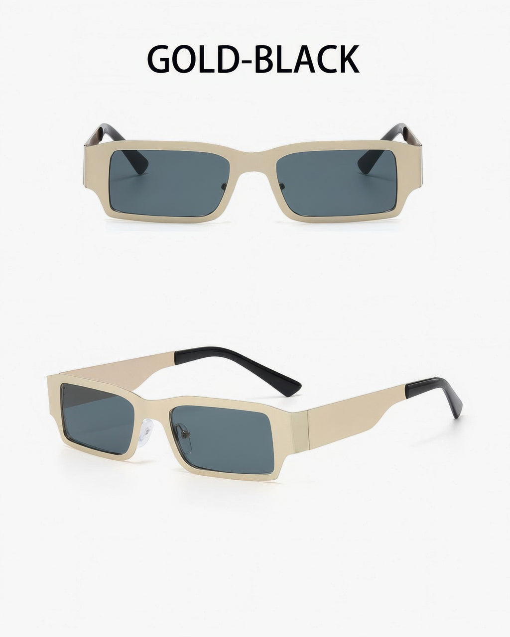 Metal Square Wide Leg Sunglasses Retro Fashion Eyewear