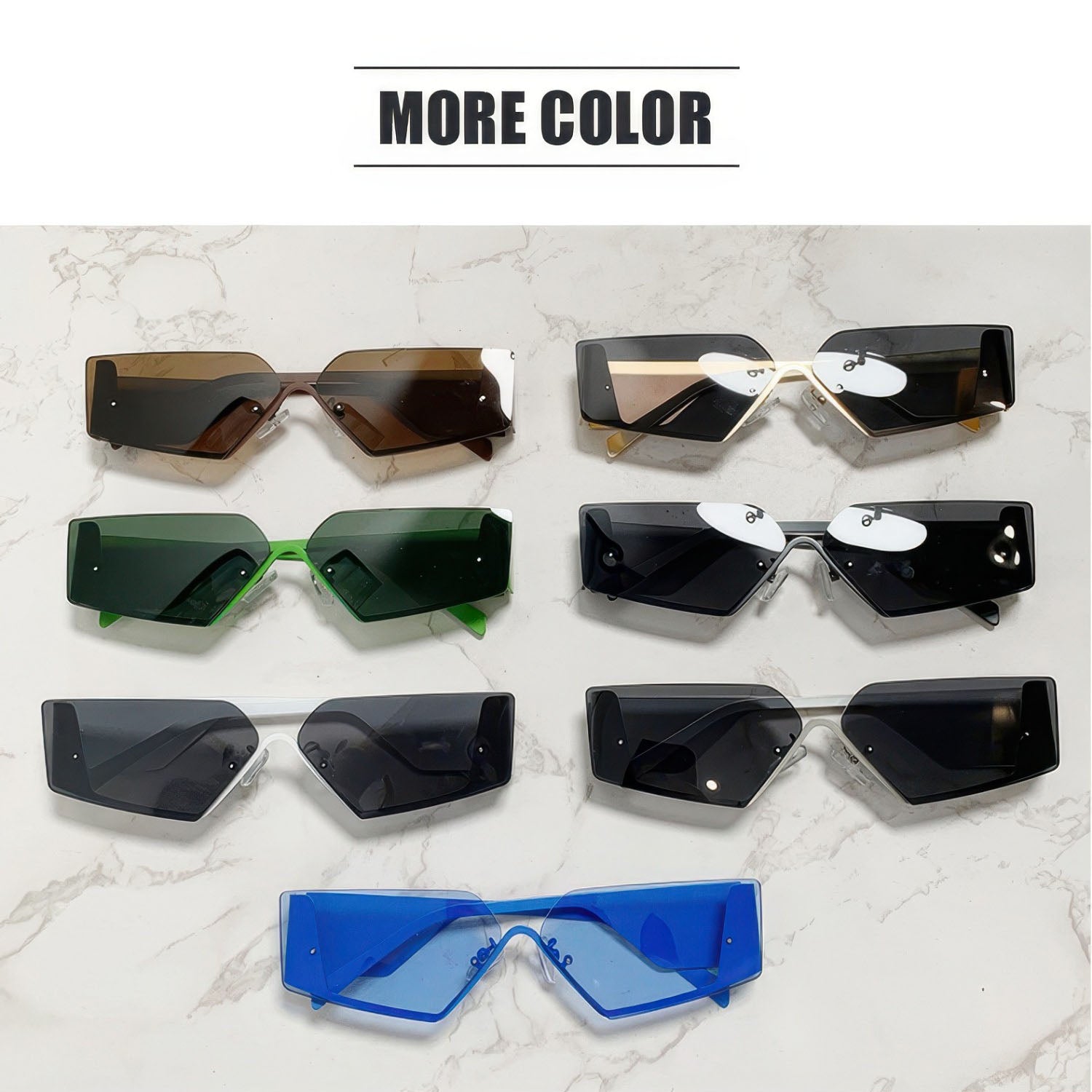Metal Frame Rimless Wide Legs Cat Eye Sunglasses