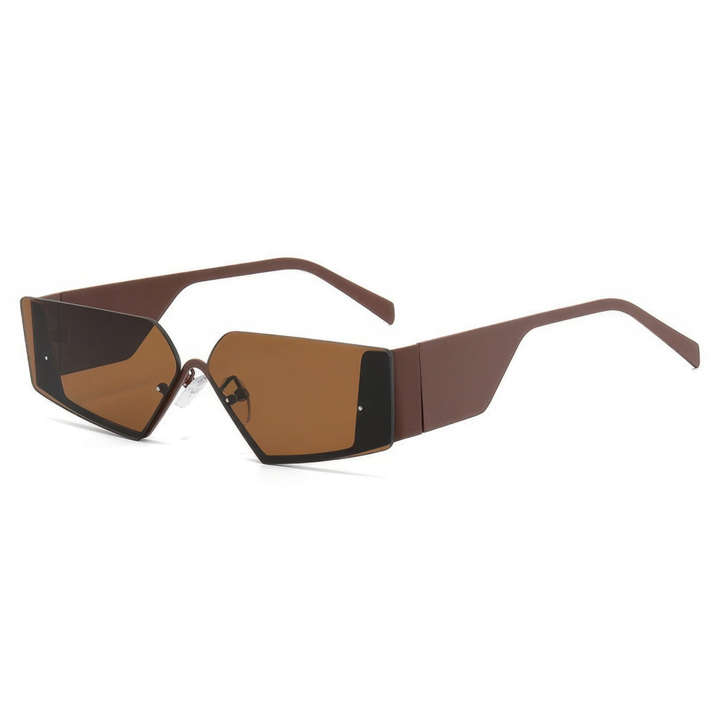 Metal Frame Rimless Wide Legs Cat Eye Sunglasses