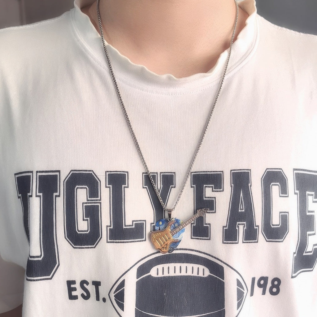 Retro Electric Guitar Pick Necklace