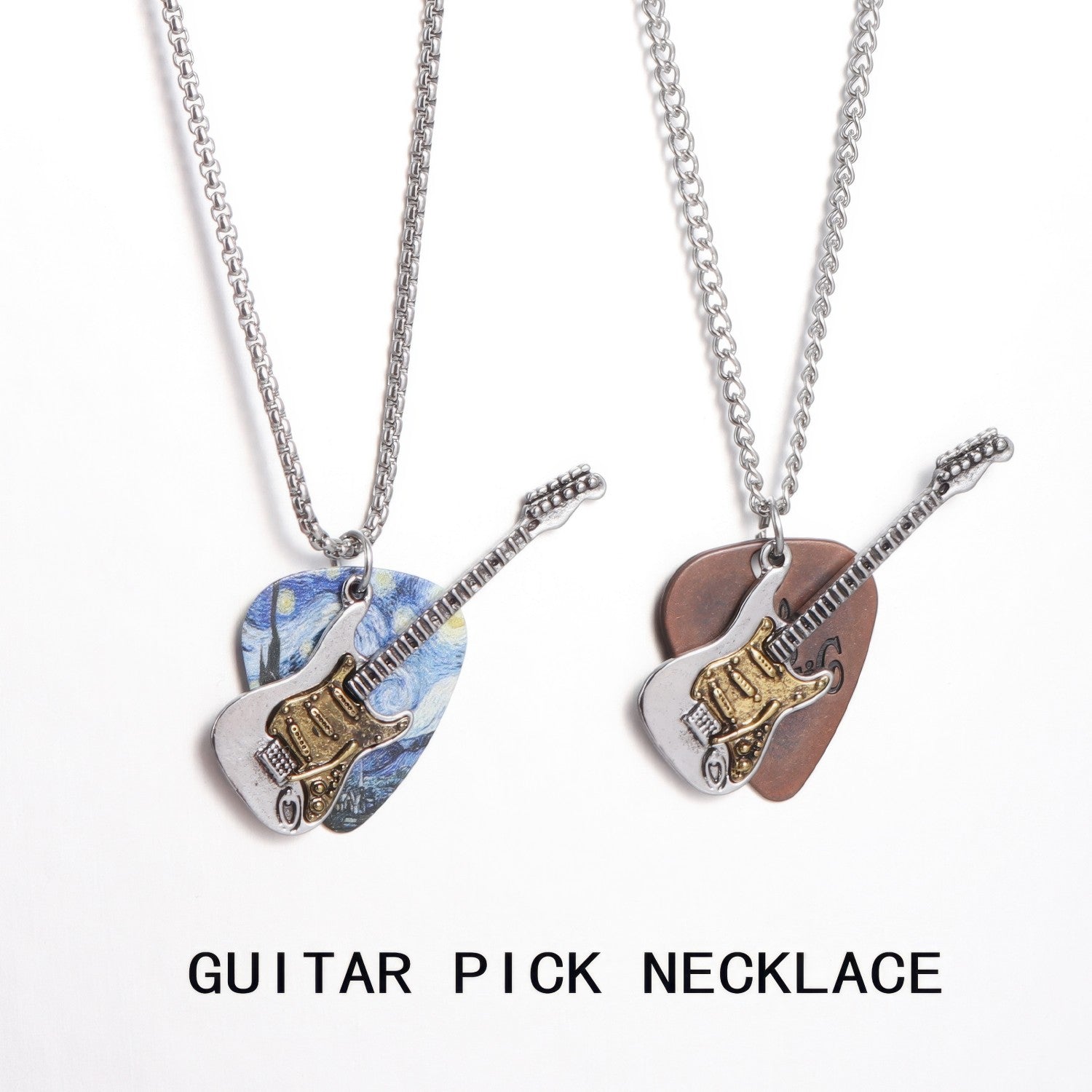 Retro Electric Guitar Pick Necklace