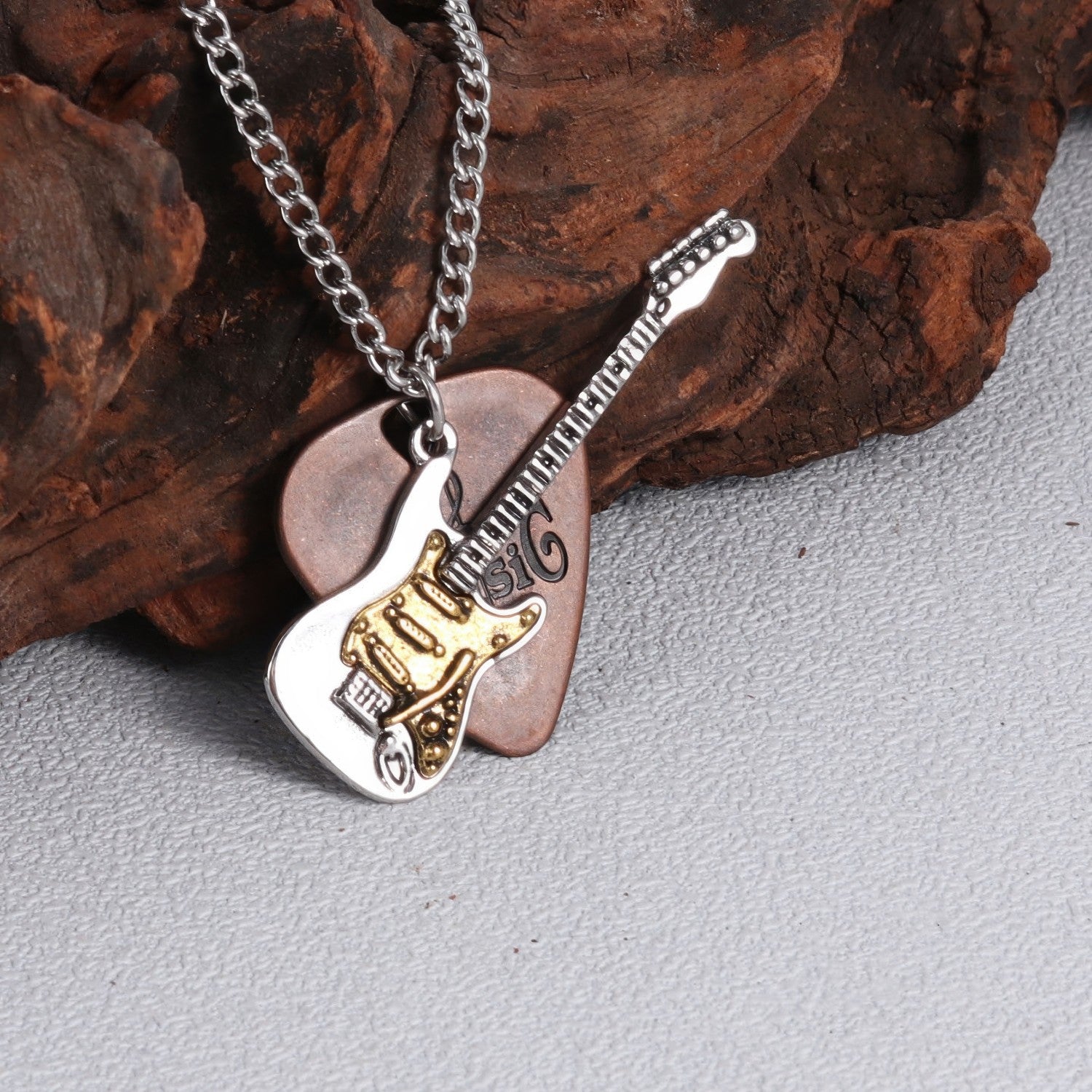 Retro Electric Guitar Pick Necklace
