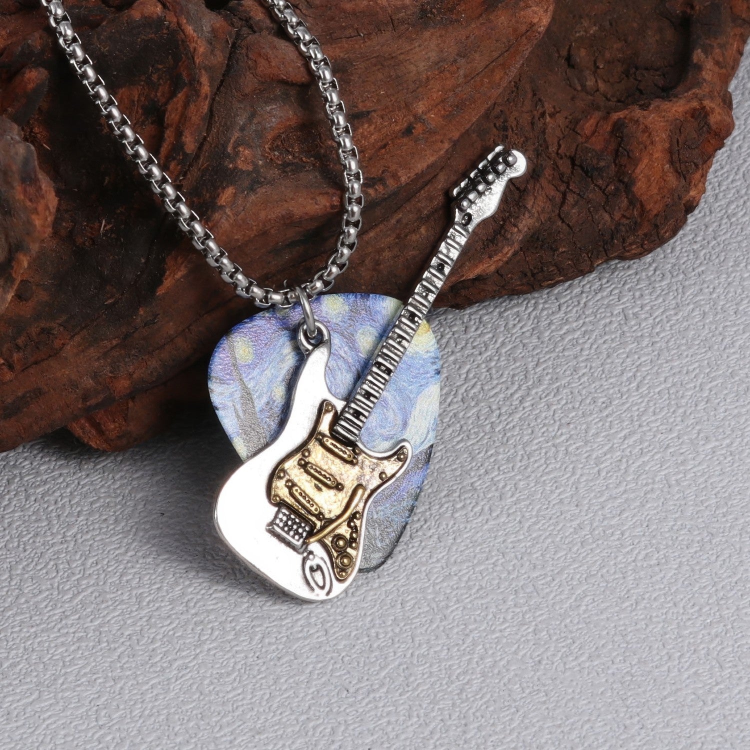 Retro Electric Guitar Pick Necklace