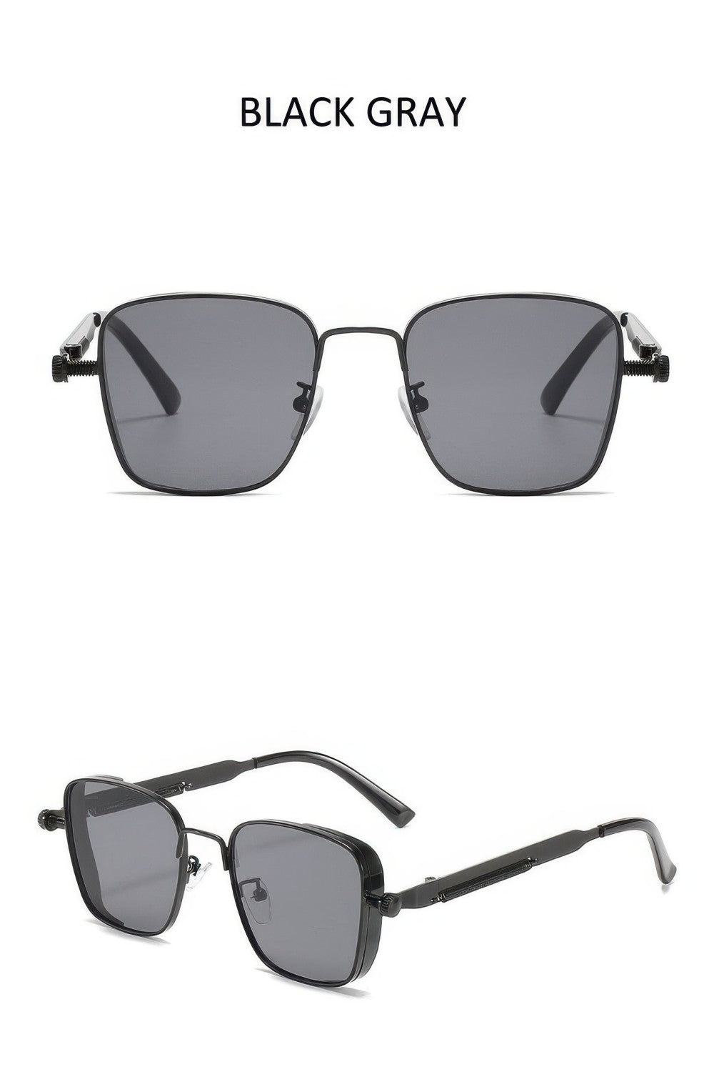 Retro-Square-Steampunk-Metal-Sunglasses--Unisex-Eyewear-Corlor-Black-Gray-Glass