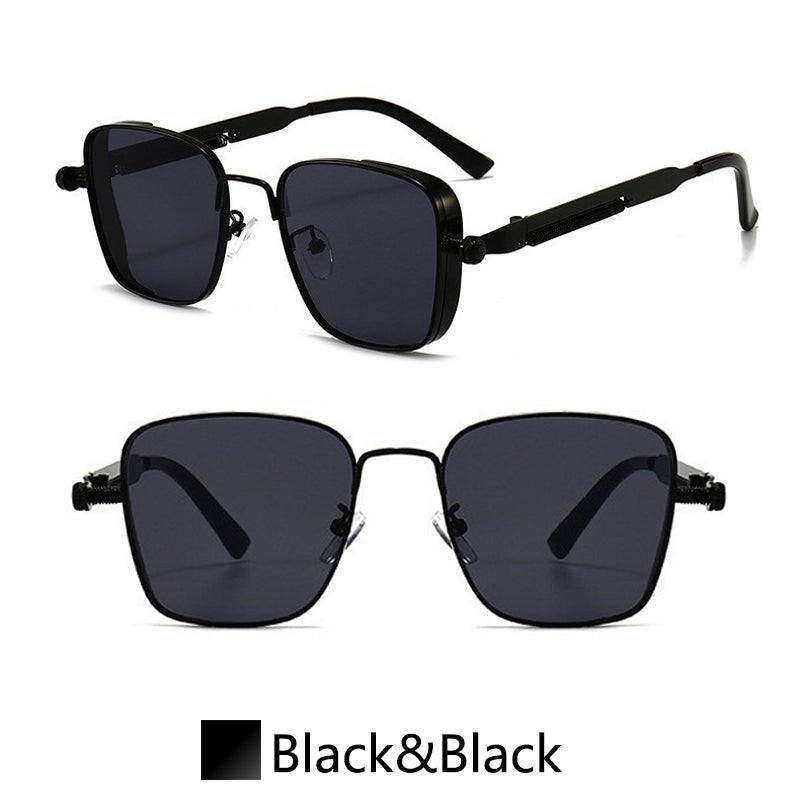 Retro Square Steampunk Metal Sunglasses