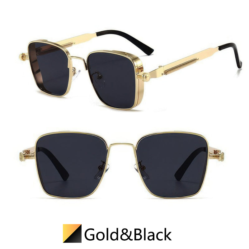 Retro Square Steampunk Metal Sunglasses