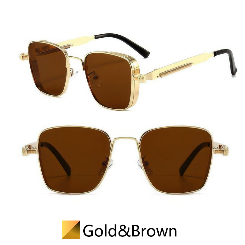 Retro Square Steampunk Metal Sunglasses