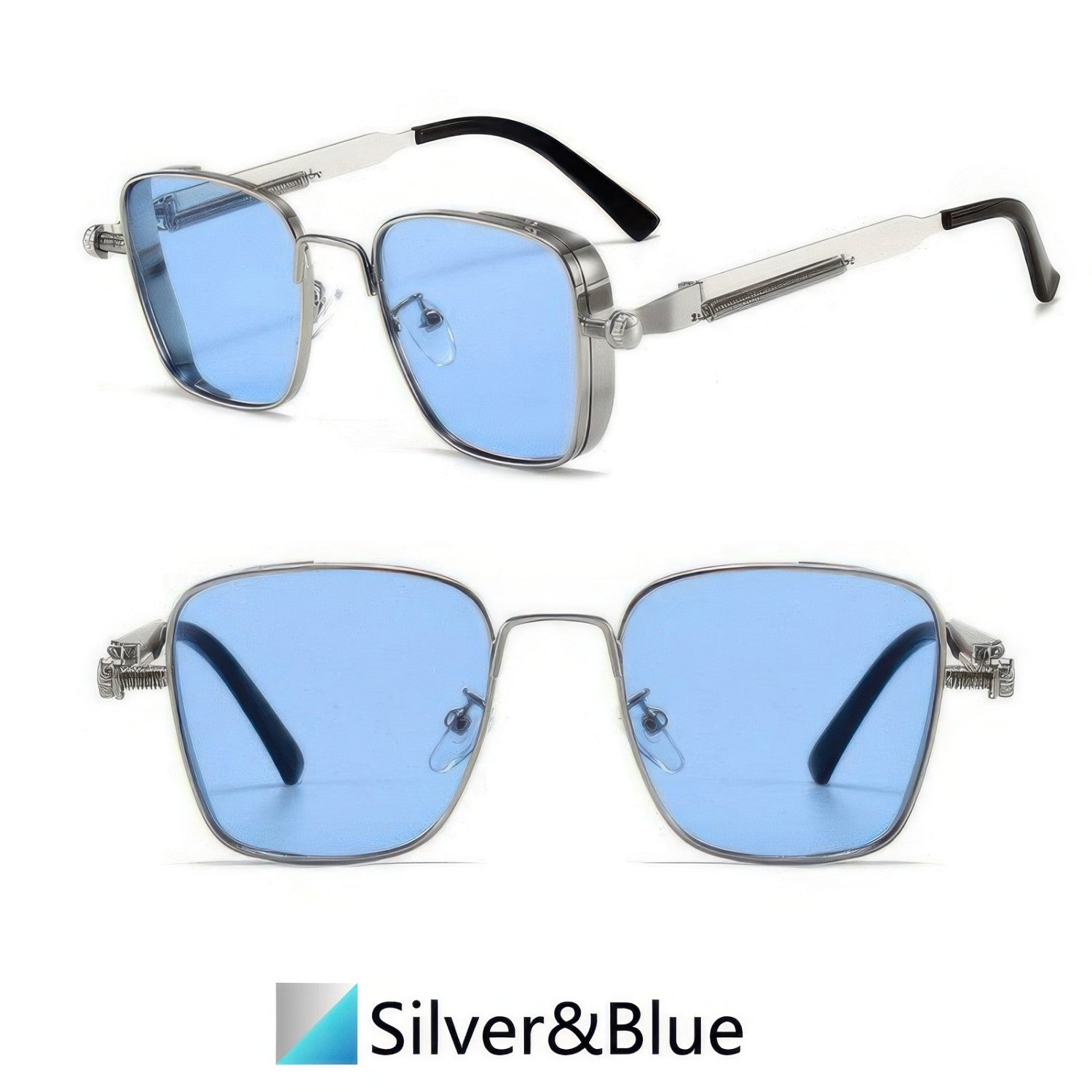 Retro Square Steampunk Metal Sunglasses