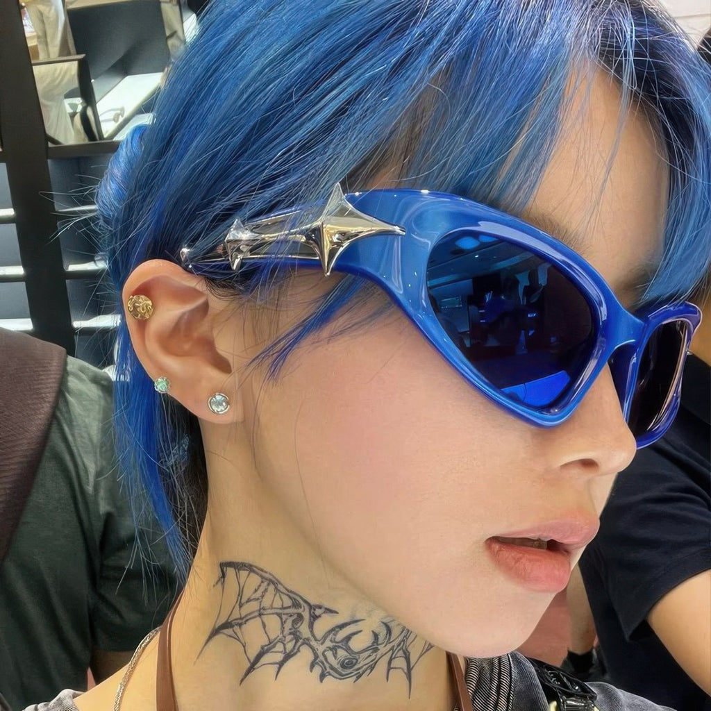 Cyber Futuristic Punk Star Sunglasses