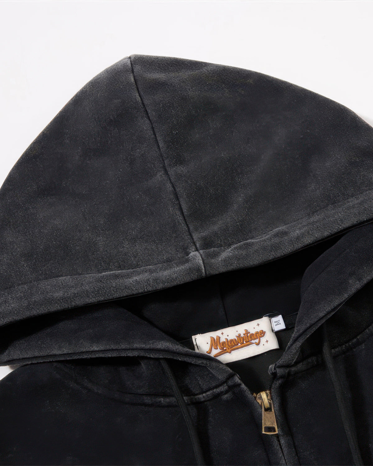 Vintage Washed Gothic Graphic Heavyweight Zip-Up Hoodie