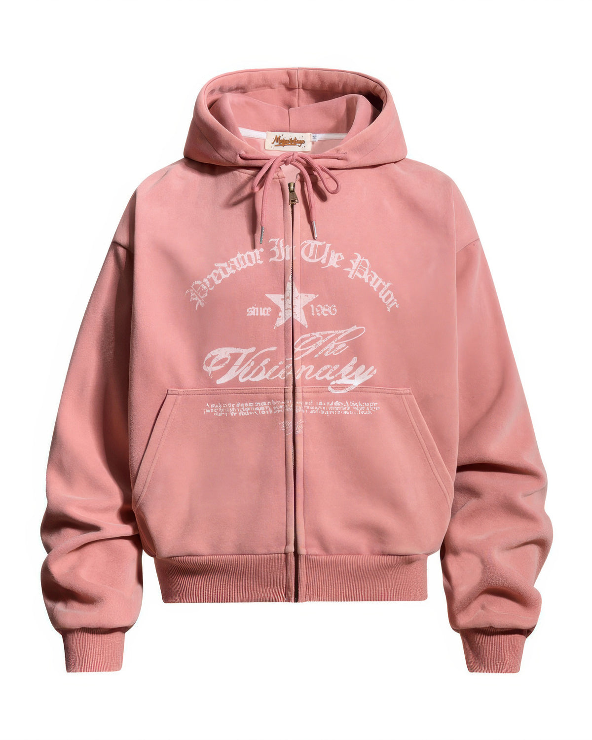 Vintage Washed Gothic Graphic Heavyweight Zip-Up Hoodie