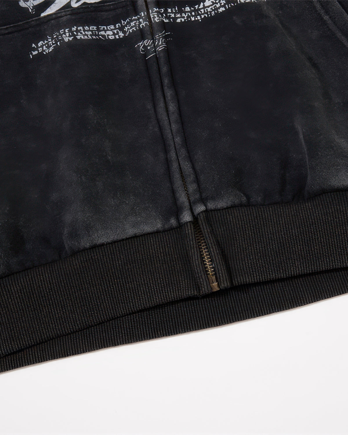 Vintage Washed Gothic Graphic Heavyweight Zip-Up Hoodie