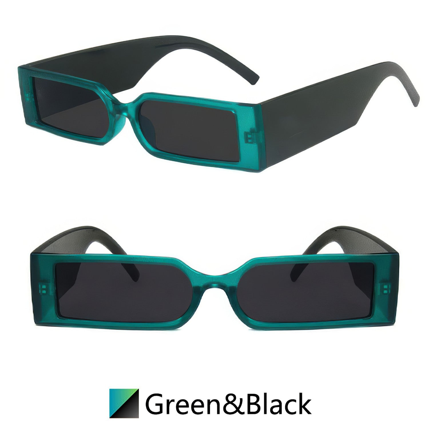 Cyber Nightclub Rectangle Sunglasses Trendy Cool Eyewear