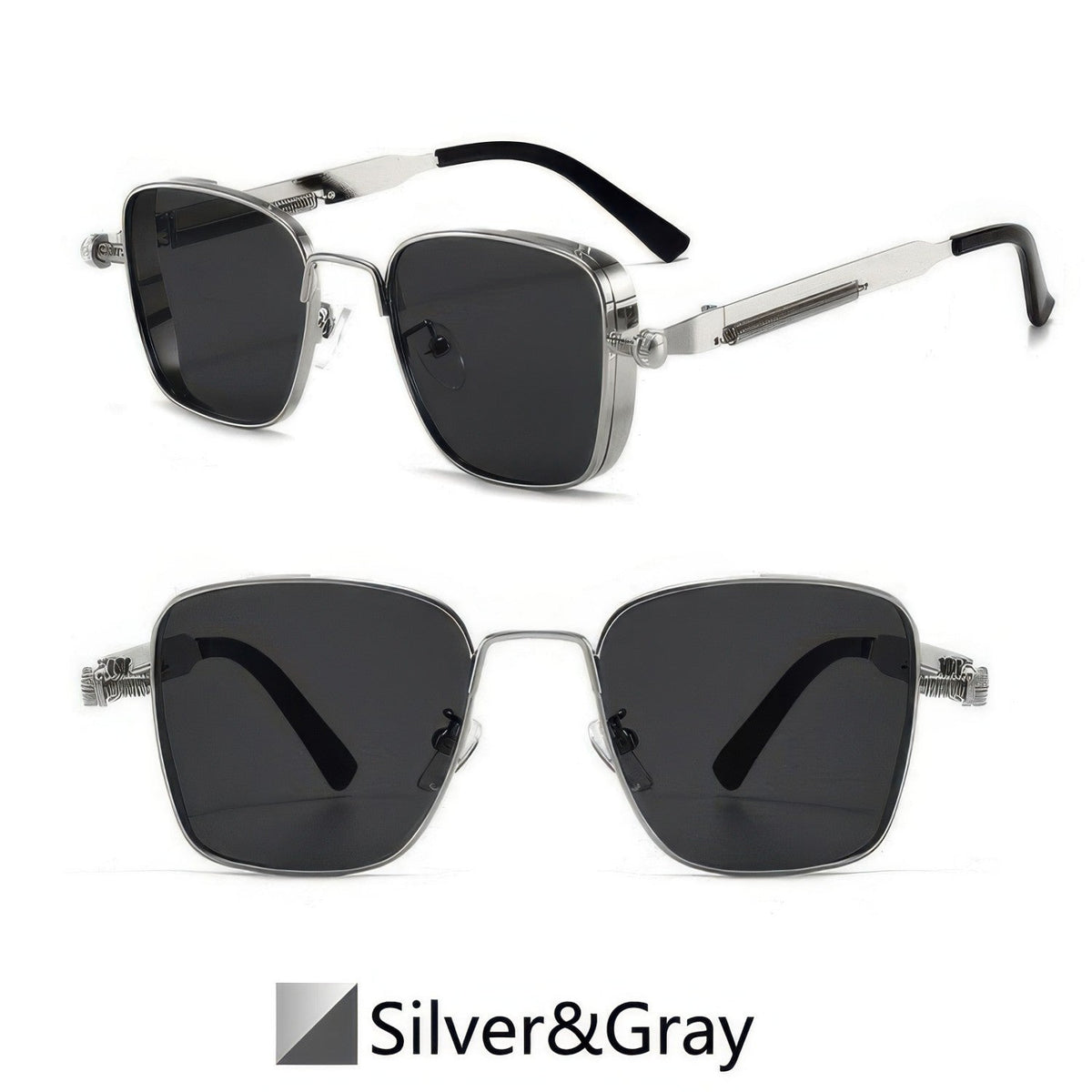 Retro Square Steampunk Metal Sunglasses